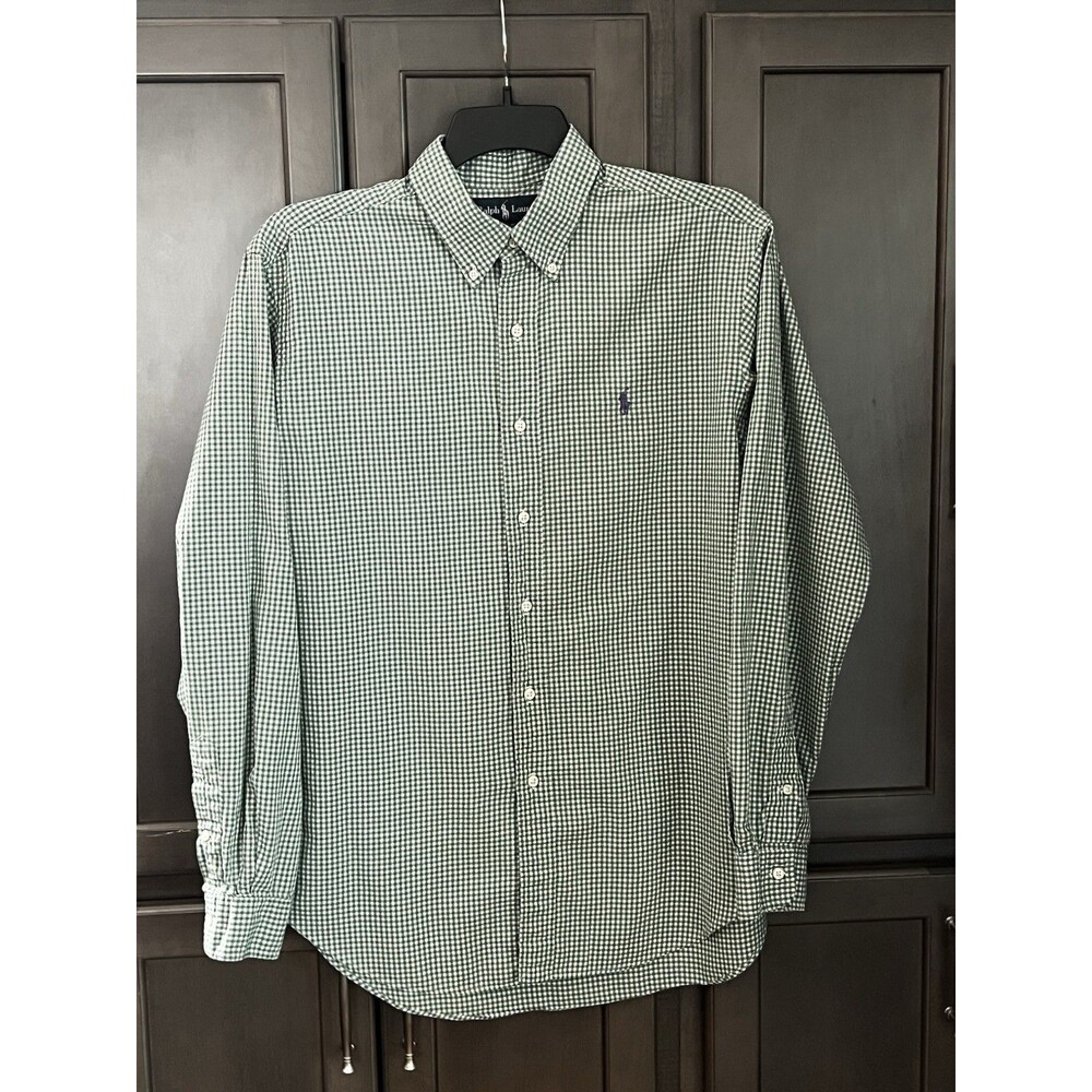 Ralph Lauren Classic Fit Green Gingham Button Down Shirt Men's Large